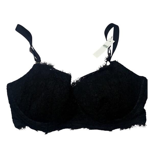Aerie Women's Black Real Power Paisley Lace Balconette Bra Size 34DD - Picture 3 of 11